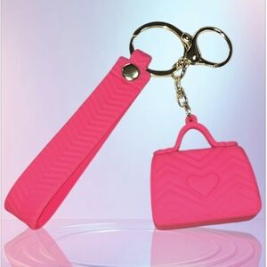 Hot Pink Keychain with Heart Design